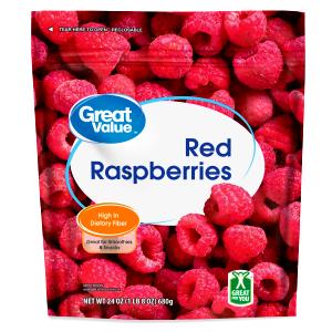 1 1/4 Cups Red Raspberries, Frozen, Bag