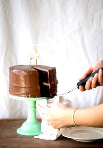 1 1-layer Cake Serving (8" Or 9" Dia, 2" High) Chocolate Cake with Mayonnaise or Salad Dressing