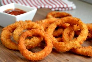 1 10 Large Rings Serving (3" - 4" Dia) Baked or Fried Batter Dipped Onion Rings (from Fresh)