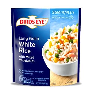 1 2/3 cup frozen (1 cup cooked) (188 g) Steamfresh Long Grain White Rice with Mixed Vegetables