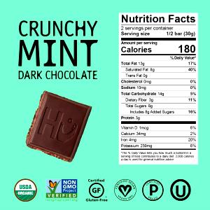 1/2 bar (30 g) Crunchy Mint Dark Chocolate