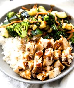 1/2 bowl Hawaiian Teriyaki Chicken with Brown Rice