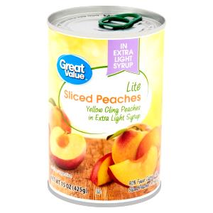 1/2 cup (124 g) 100 Calorie Sliced Yellow Cling Peaches in Extra Light Syrup With Pull-Top Lid