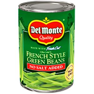 1/2 Cup Green Snap Beans (No Salt Added, Solids and Liquids, Canned)