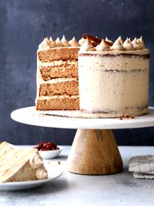 1 2-layer Cake Serving (8" Dia) Raisin-Nut Cake (with Icing)