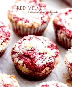 1/2 muffin (57 g) Red Velvet Cream Cheese Muffins