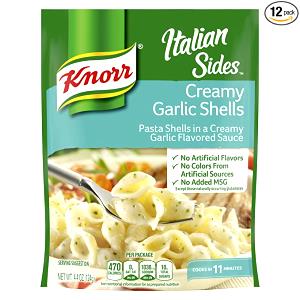 1/2 package (69 g) Creamy Garlic Shell Pasta & Sauce