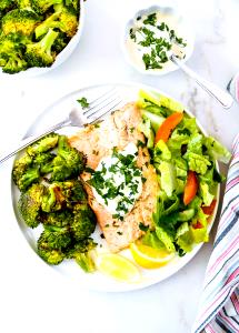 1/2 Portion Trout, Rainbow Half Portion Wood-Grilled Or Broiled, With Broccoli