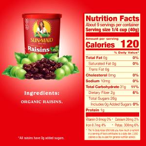 1/4 cup (40 g) Natural California Raisins