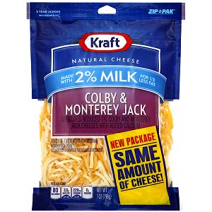 1/4 Cup Colby & Monterey Jack Cheese, Shredded, Reduced Fat