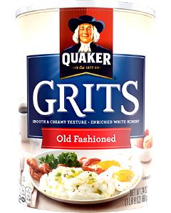 1/4 Cup Grits, White, Regular, Dry