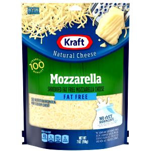 1/4 Cup Mozzarella Cheese, Shredded, Fat Free