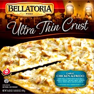 1/4 pizza (121 g) Ultra Thin Crust Garlic Chicken Alfredo Pizza