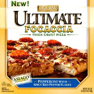 1/6 pizza (145 g) Ultimate Focaccia Thick Crust Pizza - Pepperoni with Spicy Red Pepper Flakes