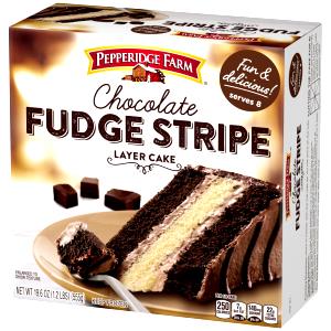 1/8 Cake Chocolate Fudge Stripe 3 Layer Cake