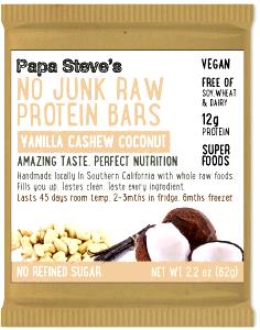 1 bar (2.2 oz) No Junk Raw Protein Bars - Vanilla Cashew Coconut