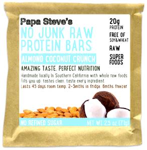 1 bar (2.5 oz) No Junk Raw Protein Bars - Almond Coconut Crunch