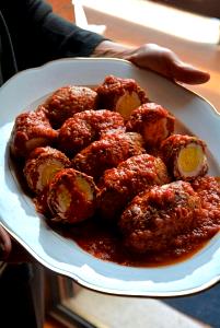 1 Beef Roll Beef Rolls, Stuffed with Vegetables or Meat Mixture in Tomato-Based Sauce