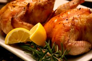 1 Bird Whole Chicken Meat (Cornish Game Hens, Roasted, Cooked)