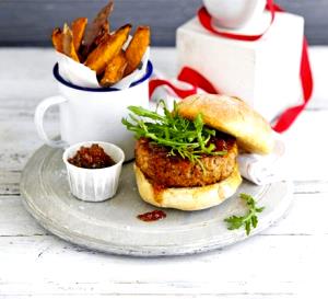 1 bowl (332 g) Over Easy Burger with Sweet Potato Wedges