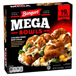 1 bowl (396 g) Mega Bowls Chicken Fried Beef Steak