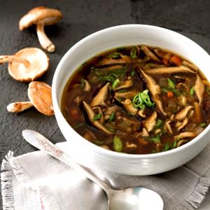 1 bowl Barley Soup with Shiitake Mushrooms and Andouille