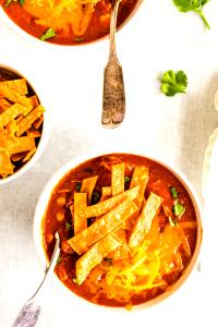 1 Bowl Low-Fat Chicken Tortilla (W/ Tortilla Strips) Soup