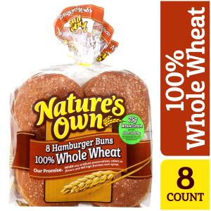 1 bun (43 g) 100% Natural Whole Wheat Thin Buns