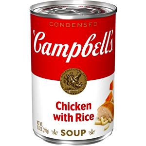 1 Can (10.5 Oz), Prepared Chicken with Rice Soup (with Equal Volume Water, Canned)