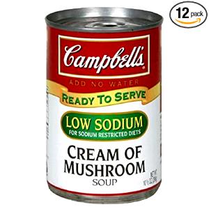 1 Can (10.75 Oz), Prepared To Directions Reduced Sodium Cream of Mushroom Soup (Prepared with Water, Canned)