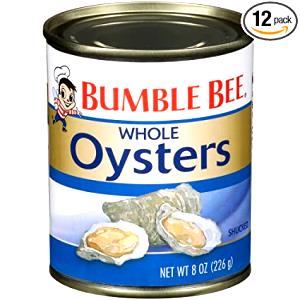 1 Can (12 Oz), Oysters And Liquid Canned Oysters