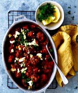 1 Cocktail Meatball Meat Loaf with Beef and Pork in Tomato-Based Sauce