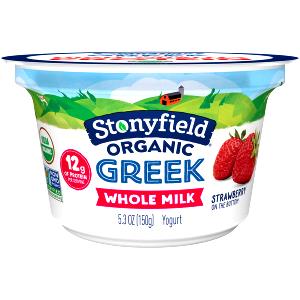 1 container (150 g) Organic Greek Whole Milk Yogurt Blended Strawberry