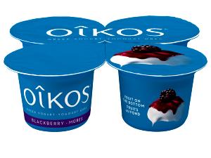 1 Container Oikos, Greek Yogurt, Single Serve, Fat Free Blackberry