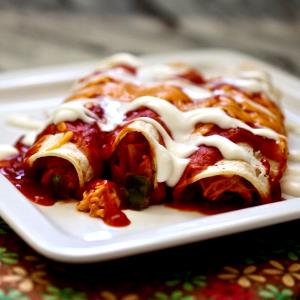 1 Cubic Inch Enchilada with Chicken, Beans and Cheese in Tomato- Based Sauce