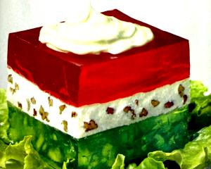 1 Cubic Inch Gelatin Dessert with Fruit and Cream Cheese