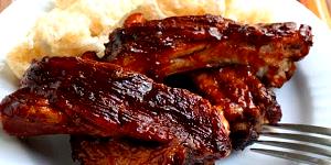 1 Cubic Inch, With Bone (yield After Bone Removed) Barbecued Pork Spareribs with Sauce