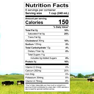 1 cup (240 ml) Grassmilk Whole Milk