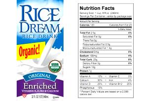 1 cup (8 oz) Organic Rice Milk