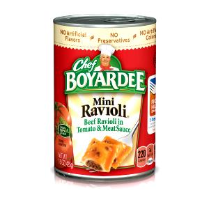 1 Cup Beef Ravioli, Mini, Canned