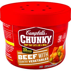 1 Cup Beef With Country Vegetables Soup, Chunky, Microwavable Bowls