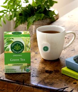 1 cup brewed tea (8 oz) Organic Green Tea Lemongrass