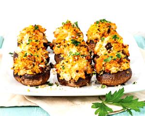 1 Cup Chicken & Shrimp Stuffed Mushrooms With Vegetables