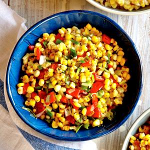 1 Cup Cooked Red or Green Corn with Peppers (Fat Added in Cooking)