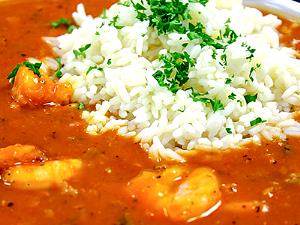 1 Cup Gumbo with Rice (New Orleans Type with Shellfish, Pork or Poultry, Tomatoes, Okra, Rice)