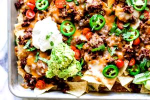 1 Cup Nachos with Beef, Beans, Cheese and Sour Cream