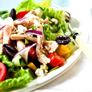 1 cup salad with 1 1/2 tbsp dressing (100 g) Greek Style Chicken Salad