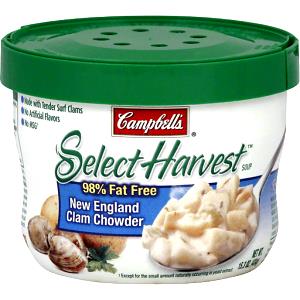 1 Cup Select Harvest, New England Clam Chowder, 98% Fat Free