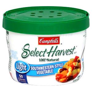 1 Cup Select Harvest, Southwestern Style Vegetable Soup, Light, Microwavable Bowl