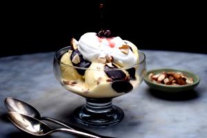 1 Cup Soft Serve Light Ice Cream Sundae with Chocolate or Fudge Topping